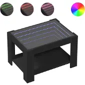 vidaXL Table basse LED noire 73x53x45 cm bois composite