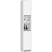 Akord Étagère de Salle de Bain Uni Blanche 2 Portes 4 Niveaux 180 cm