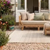 FRAAI Tapis d’extérieur en jute – Nusa Lines Beige | 140x200 cm | Rectangulaire | Tissage plat