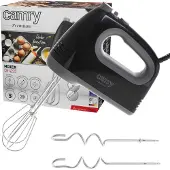 Camry Batteur électrique CR 4220, 750 W, 2 fouets et 2 crochets en acier inoxydable, 5 vitesses + turbo, noir