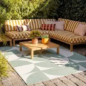 FRAAI Tapis d'extérieur - Summer Shapes Vert | 200x290 cm | Rectangulaire | Tissage plat