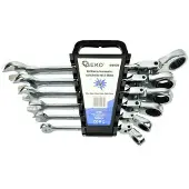 GEKO Jeu de clés à cliquet combinées avec cliquet et articulation 6pcs 8 - 19mm