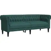 vidaXL Canapé Chesterfield 3 places vert foncé Tissu