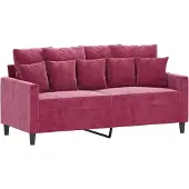 vidaXL Canapé 2 places vin rouge 140 cm velours