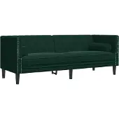 vidaXL Canapé Chesterfield avec traversins 3 places vert foncé velours