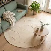 FRAAI Tapis scandinave rond - Charm Circles Beige | Ø 100 cm | Rond | Pile courte
