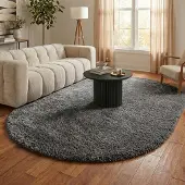 NATURL. Tapis shaggy ovale - Blaze Gris | 160x230 cm | Ovale | Pile haute