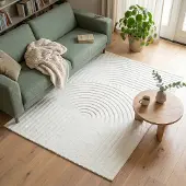 FRAAI Tapis scandinave - Charm Curves Blanc | 120x170 cm | Rectangulaire | Pile courte