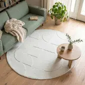 FRAAI Tapis scandinave rond - Charm Circles Blanc | Ø 120 cm | Rond | Pile courte
