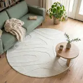 FRAAI Tapis scandinave rond - Charm Shapes Blanc | Ø 80 cm | Rond | Pile courte
