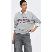 JDY Sweat-shirt 'JDYMesa' gris / rose foncé / noir / blanc