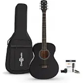 Gear4Music Guitrare Électro-Acoustique dÉtude Gaucher et Accessoires par Noir