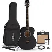 Gear4Music Student Left Handed Electro Acoustic Guitar + 15W Amp Pack Black