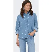 ONLY Chemisier 'ONLVERA' bleu denim / blanc