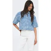 ONLY Chemisier 'ONLCleo-Aude' bleu denim / blanc