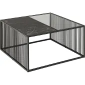Actona Strington table basse 80x80 cm verre enfumé, noir marbréReproduction.