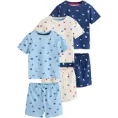 Next Pyjama écru / bleu marine / bleu clair / rouge cerise