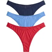 The Set Bas de bikini bleu marine / bleu clair / rouge