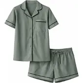LEAFLETIC Pantalon de pyjama 'Women’s Night Wear Short Set' vert