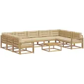 vidaXL Ensemble de canapés d'extérieur avec coussins, 10 pièces, blanc et beige