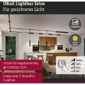 Paulmann URail Lightbar 3-Step-Dim Zelos 1050 lm 10 W 3000 K, intensité variable, 230 V, noir mat