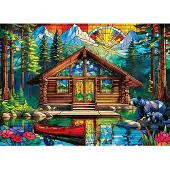 Masterpieces Puzzle en bois Cabin Spectrum - 1000 pièces art vitrail - Adulte