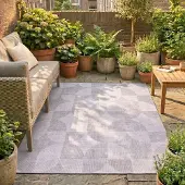 FRAAI Tapis d'extérieur abstrait - Groovy Tiles Gris | 160x230 cm | Rectangulaire | Tissage plat