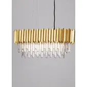 Nova Luce Suspension Magnolia Or allongé et cristal