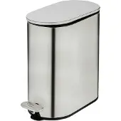 Wenko Poubelle cosmétique Mod Collungo Poubelle à pédale 5 l Acier inoxydable satiné avec système de fermeture automatique Easy-Close Revêtement anti-traces de doigts 14 x 28,5 x 29,5 cm