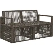 vidaXL Canapé de jardin 2 places, gris, en polyrotin