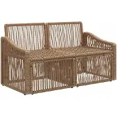 vidaXL Canapé de jardin 2 places, beige, en polyrotin