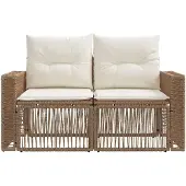 vidaXL Canapé de jardin 2 places, beige, en polyrotin