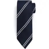 Suitable Cravate Soie Marine Rayé Double Bleu Bleu foncé