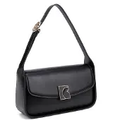 Chrisbella Sac bandoulière pour femmes, couleur noire, fermeture magnétique, bandoulière réglable, dimensions : 27 x 15 cm