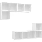vidaXL Ensemble de 4 armoires TV blanc en bois composite