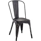 CLP Chaise empilable Benedikt avec dossier en métal, charge maximale de 200 kg, noir et or