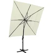 vidaXL Parasol avec mât en aluminium 4 plis sable 250x250 cm