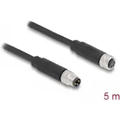 DeLOCK M8 Câble 3 broches A-codé Fiche vers Embase PUR (TPU) 5 m - D