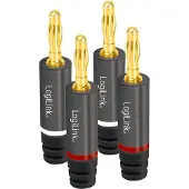 Logilink CA Fiche banane, Connecteur audio, Gris