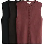 The Set Cardigan chocolat / rouge rouille / noir
