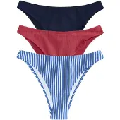 The Set Bas de bikini bleu / bleu marine / rouge feu / blanc