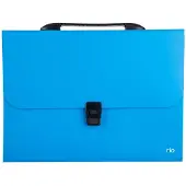Deli Pochette A4 Rio avec poignée noire, 7 compartiments, bleue -