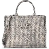 Replay sac à main sac à épaule bandoulière Handbag Washed Black + Birch gris