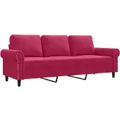 vidaXL Canapé 3 places vin rouge 180 cm velours