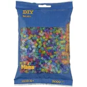 Hama Sachet de 3000 perles a repasser midi couleurs assorties transparentes pailletees - 201-54