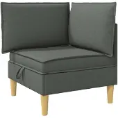 vidaXL Canapé d'angle avec rangement, tissu gris foncé