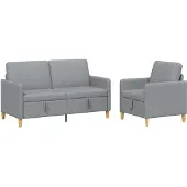 vidaXL Ensemble de canapés avec rangement, 2 pièces, polyester gris clair