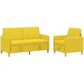 vidaXL Ensemble de canapés avec rangement, 2 pièces, polyester jaune clair