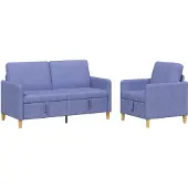 vidaXL Ensemble de canapés avec rangement, 2 pièces, bleu jean, polyester