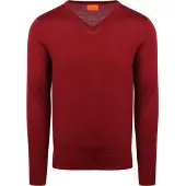 Suitable Merino Pullover V-Neck Rouge Foncé
